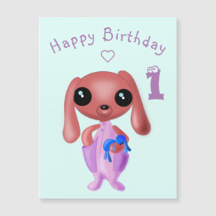 Tarjeta de cumpleaños para bebé magnética de conej