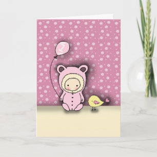 Tarjeta de cumpleaños para bebé niña que cumple 1 