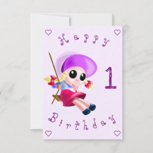 Tarjeta de cumpleaños para bebé Niña que gira su a