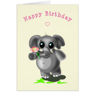 Tarjeta de cumpleaños para bebé pequeño elefante c