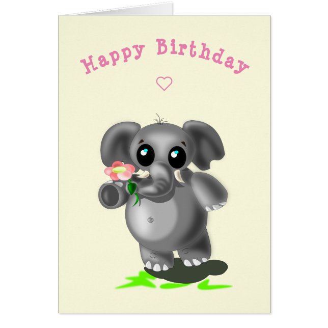 Tarjeta de cumpleaños para bebé pequeño elefante c (Frente)