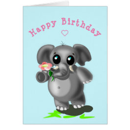 Tarjeta de cumpleaños para bebé pequeño elefante c