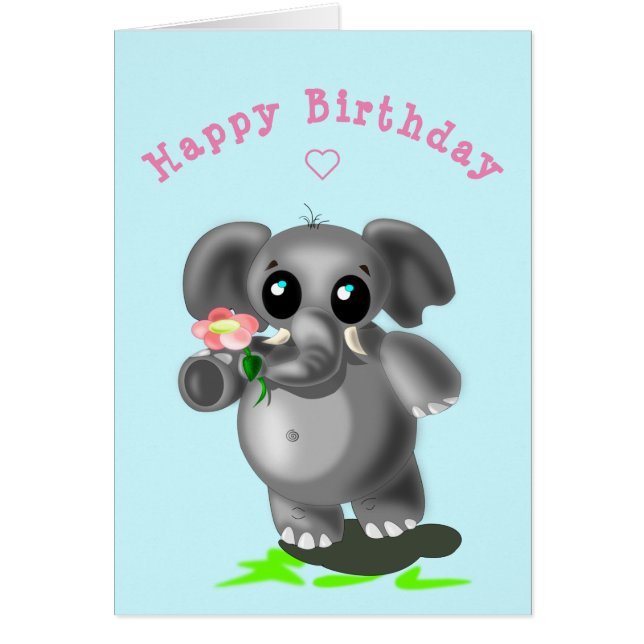 Tarjeta de cumpleaños para bebé pequeño elefante c (Frente)