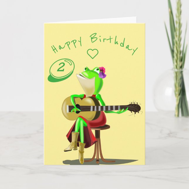 Tarjeta de cumpleaños para bebés con rana del guit (Anverso)