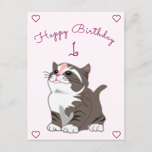 Tarjeta de cumpleaños para bebés Little Kitten - T