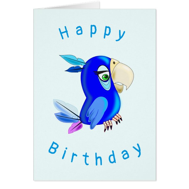 Tarjeta de cumpleaños para bebés Loro Azul (Frente)