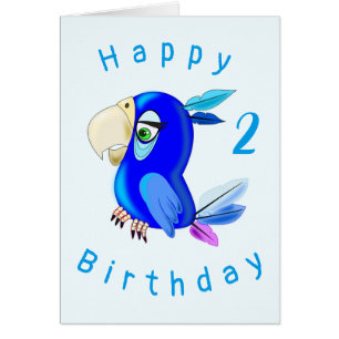 Tarjeta de cumpleaños para bebés Loro Azul pequeño