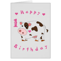 Tarjeta de cumpleaños para bebés Pequeña vaca - Su