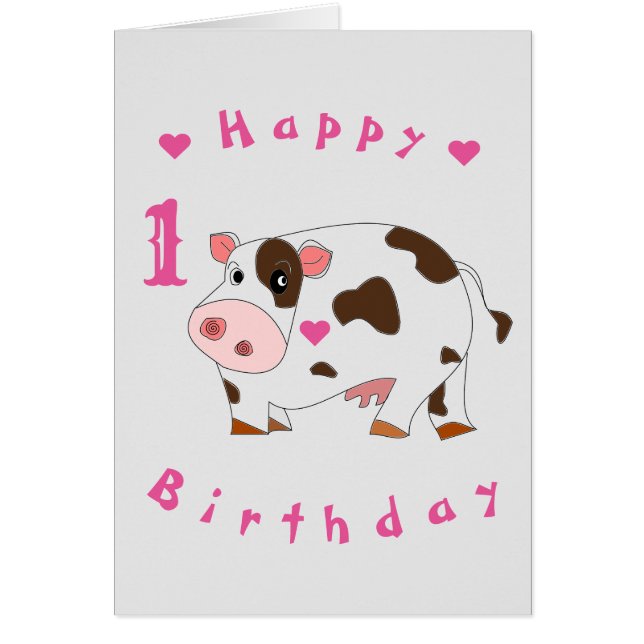 Tarjeta de cumpleaños para bebés Pequeña vaca - Su (Frente)