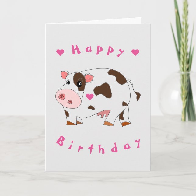 Tarjeta de cumpleaños para bebés Pequeña vaca - Su (Anverso)