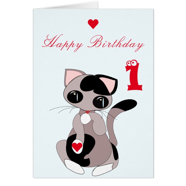 Tarjeta de cumpleaños para bebés Pequeño Gatito -  (Frente)