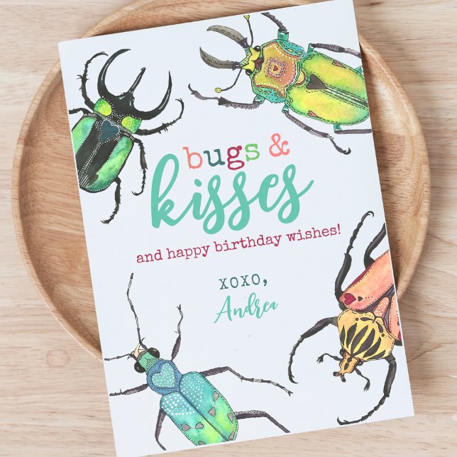 Tarjeta de cumpleaños para beetles acuarela Bugs a (Subido por el creador)