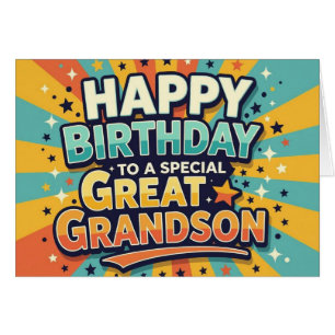 Tarjeta de cumpleaños para bisnieto estilo retro a