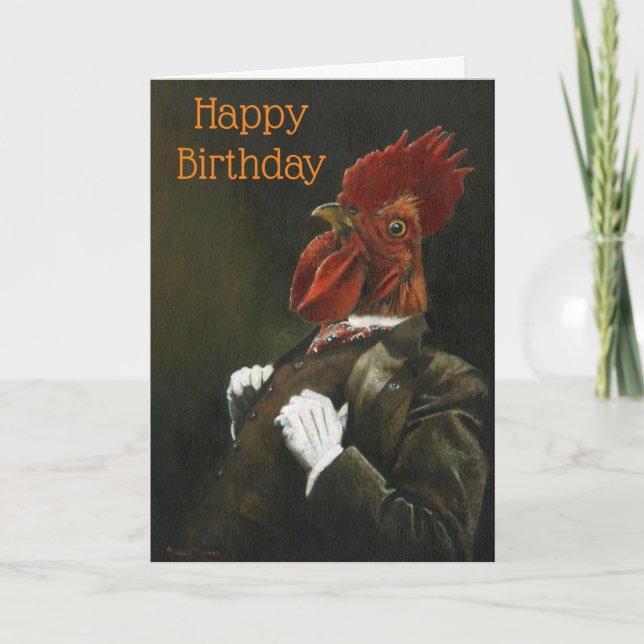 Tarjeta de cumpleaños para caballero gallo (Anverso)