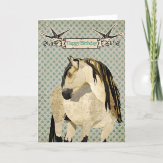 Tarjeta de cumpleaños para caballos blancos