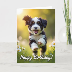Tarjeta de cumpleaños para cachorro animado