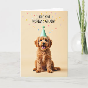 Tarjeta de cumpleaños para cachorro dorado