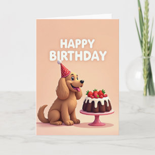 Tarjeta de cumpleaños para cachorro festivo