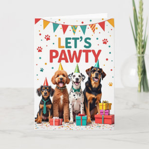 Tarjeta de cumpleaños para cachorros fiesteros