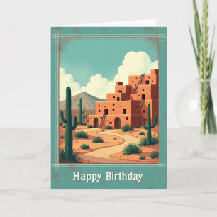 Tarjeta de cumpleaños para casa en el desierto dul