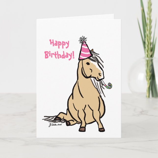 Tarjeta de cumpleaños para Chicas fiestas Pony (Anverso)