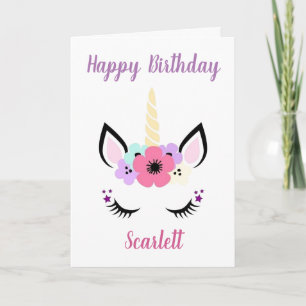 Tarjeta de cumpleaños para chicas - Unicornio Head