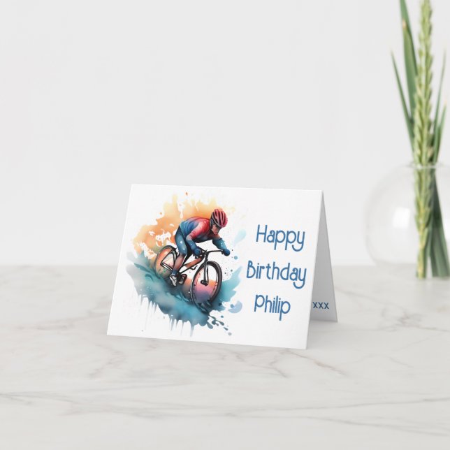 Tarjeta de cumpleaños para ciclismo de carretera M (Anverso)