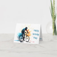 Tarjeta de cumpleaños para ciclistas naranjas, ver