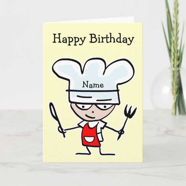 Tarjeta de cumpleaños para cocinero o cocinero - T (Anverso)