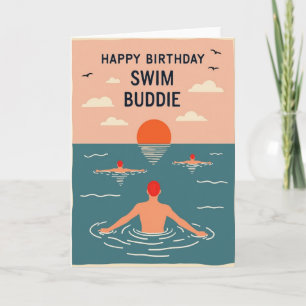 Tarjeta de cumpleaños para compañero de natación