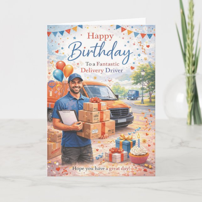 Tarjeta de cumpleaños para conductor de entrega (Anverso)