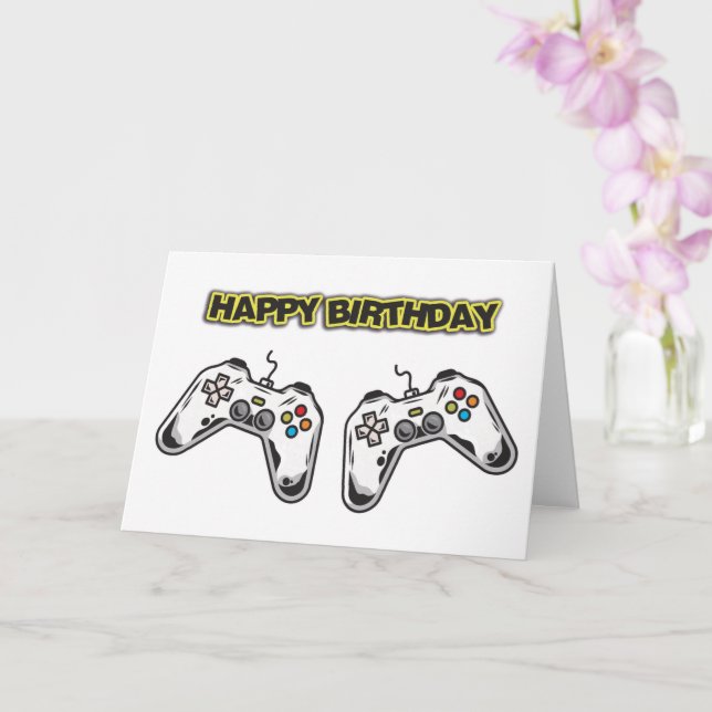 Tarjeta de cumpleaños para controles de juego (Orquídea)