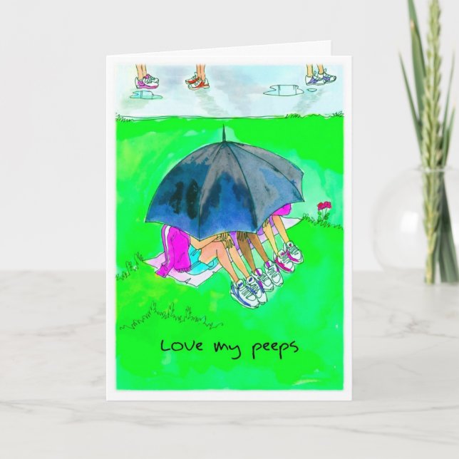 Tarjeta de cumpleaños para corredor - Peeps en eje (Anverso)