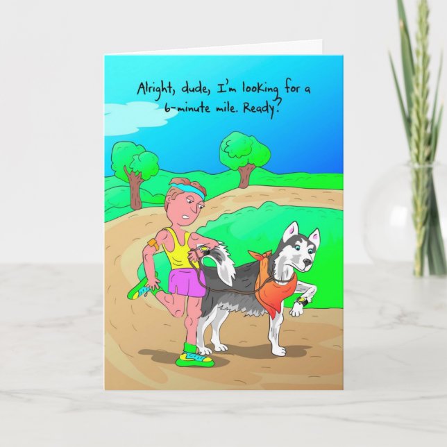Tarjeta de cumpleaños para corredor - Perro martil (Anverso)