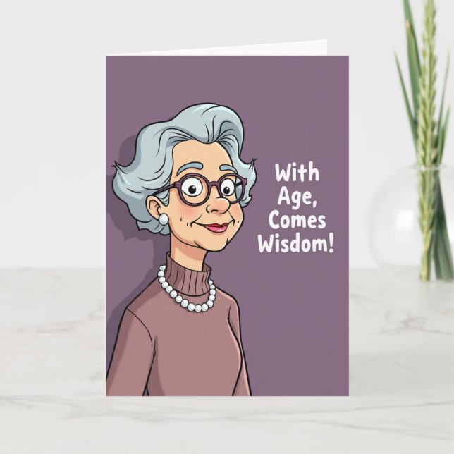 Tarjeta de cumpleaños para dama con gafas (Anverso)