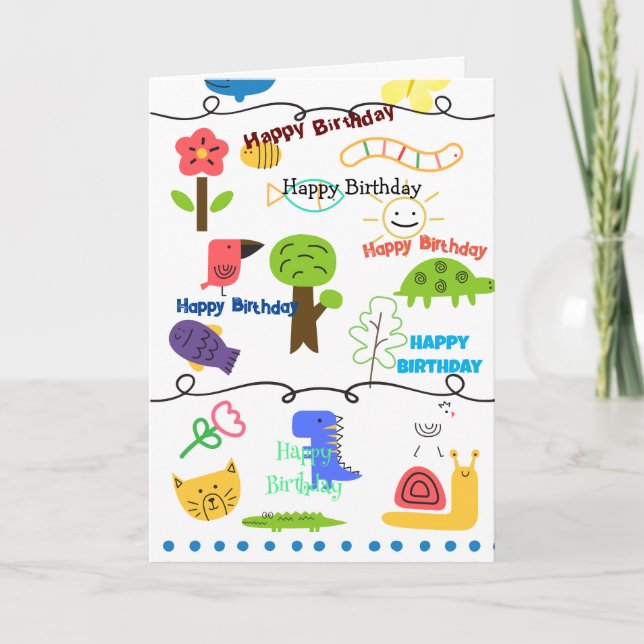 Tarjeta de cumpleaños para dibujos con temas de an (Anverso)