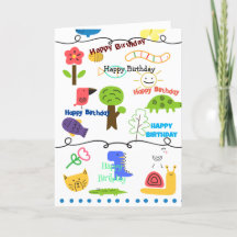 Tarjeta de cumpleaños para dibujos con temas de an