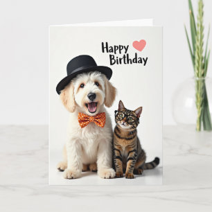 Tarjeta de cumpleaños para dúo de mascotas alegres