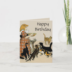 Tarjeta de cumpleaños para el amante del gato vint