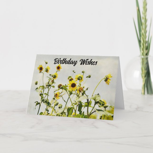 Tarjeta de cumpleaños para el arte de los girasole (Anverso)