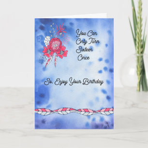 Tarjeta de cumpleaños para el azul de decimosexto