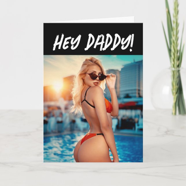 TARJETA DE CUMPLEAÑOS PARA él, Chica de Bikini (Anverso)