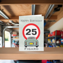 Tarjeta de cumpleaños para el coche del Figaro ver
