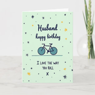 Tarjeta de cumpleaños para el marido en bicicleta