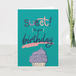 Tarjeta de cumpleaños para el pastel moderno y col