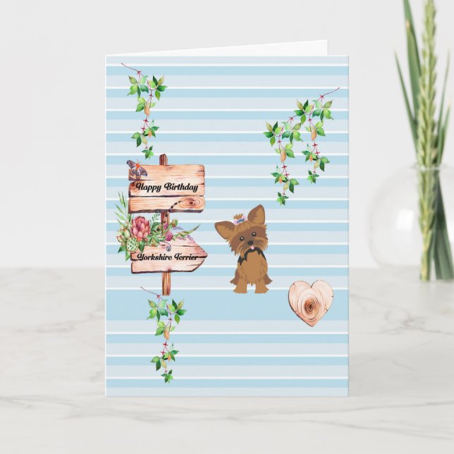 Tarjeta de cumpleaños para el perro de Yorkshire T (Anverso)