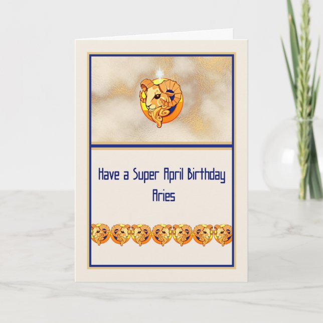 Tarjeta de cumpleaños para el Rótulo Zodiac Aries. (Anverso)