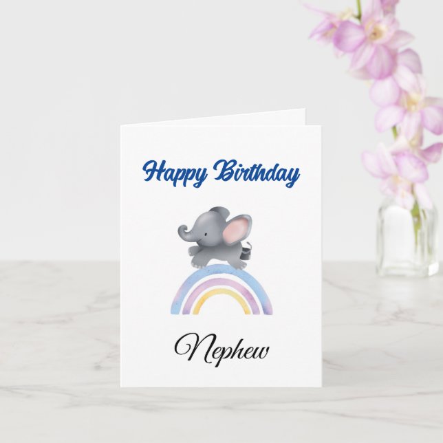 Tarjeta de cumpleaños para el sobrino de elefante  (Orquídea)