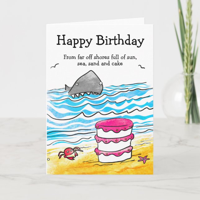Tarjeta de cumpleaños para el sol, el mar, la aren (Anverso)