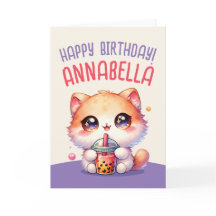 Tarjeta de cumpleaños para el té de la burbuja de